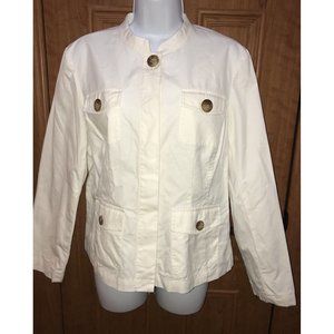 ORVIS White Cotton Summer Jacket Stand-Collar Size 10 EUC Pockets